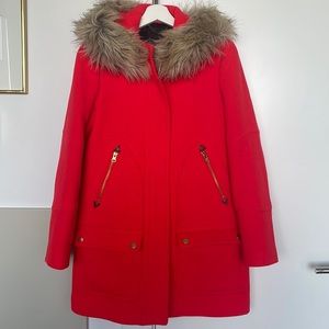 J. Crew Stadium Cloth Chateaux Parka in red size US 2